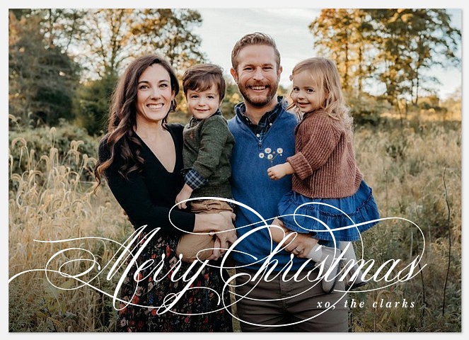 Calligraphic Swirls Holiday Photo Cards