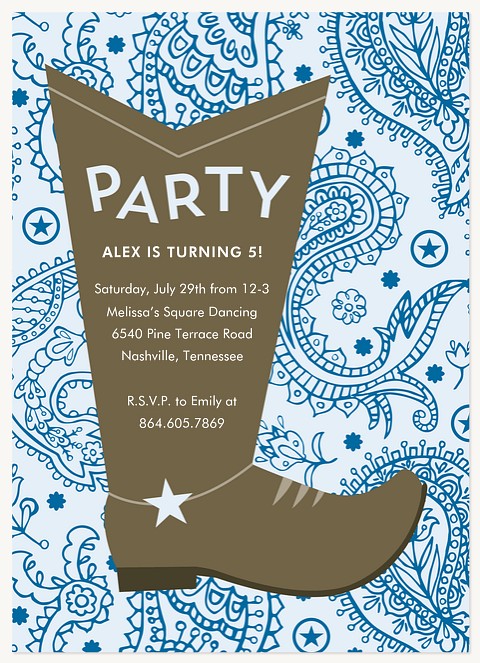 Howdy, Partner Kids Birthday Invitations