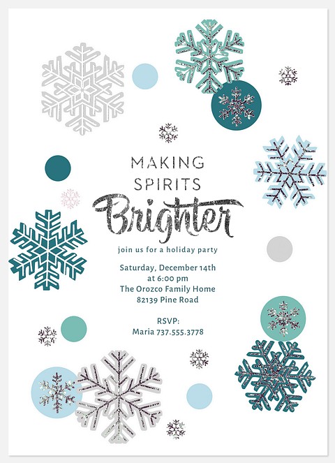 Sparkling Snowflakes Holiday Party Invitations
