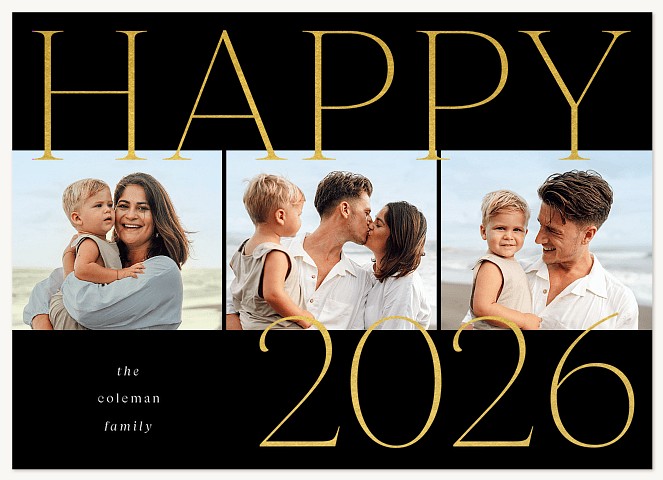 Golden Year Personalized Holiday Cards