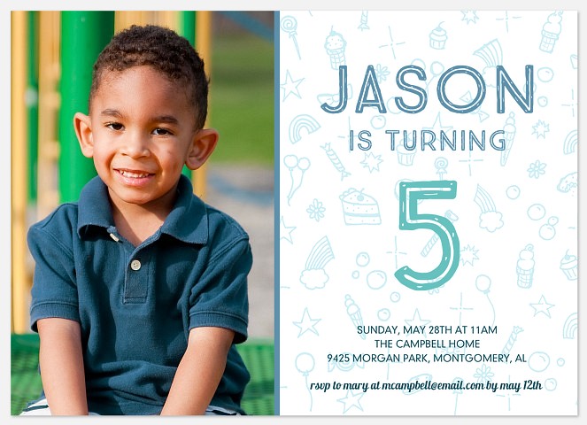 Doodled Celebration Kids' Birthday Invitations