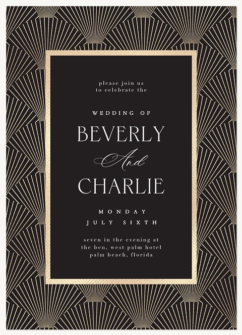 Golden Deco Wedding Invitations