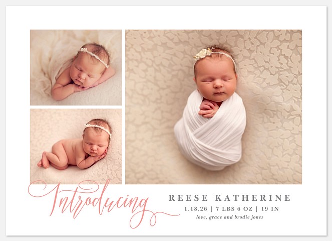 Simple Flourish Baby Birth Announcements