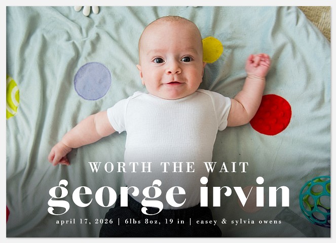 Worth the Wait Baby Birth Announcements