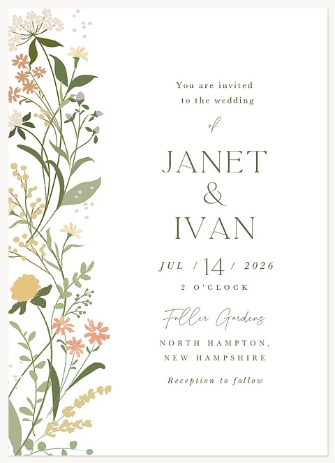 Side Florals Wedding Invitations