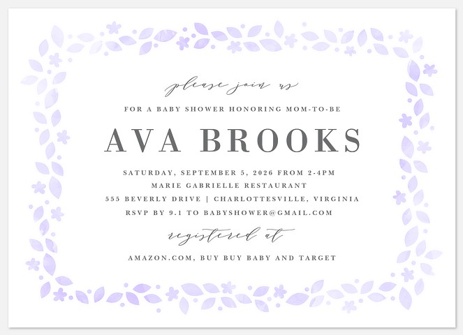 Watercolor Petals Baby Shower Invitations
