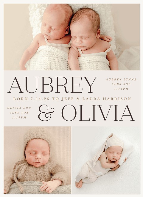 Double Delight Twin Birth Announcements