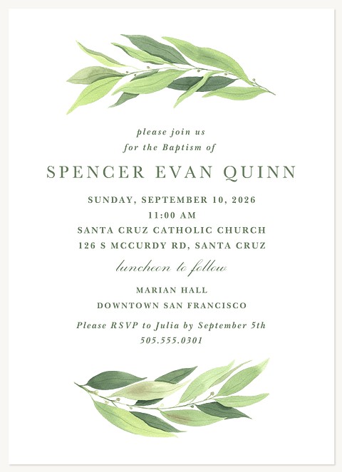  Laurel Border Baptisms & Christening Invitations