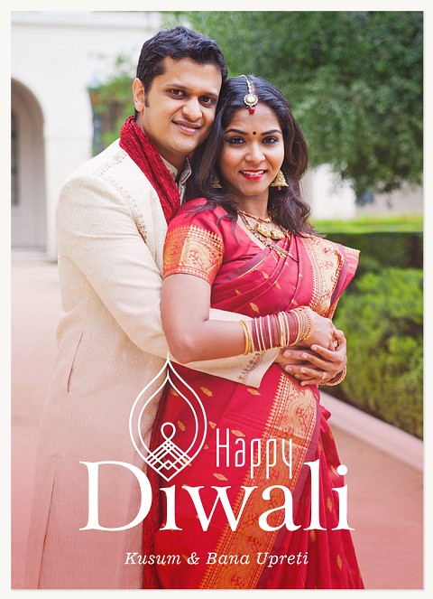 Lit Diya Diwali Holiday Cards