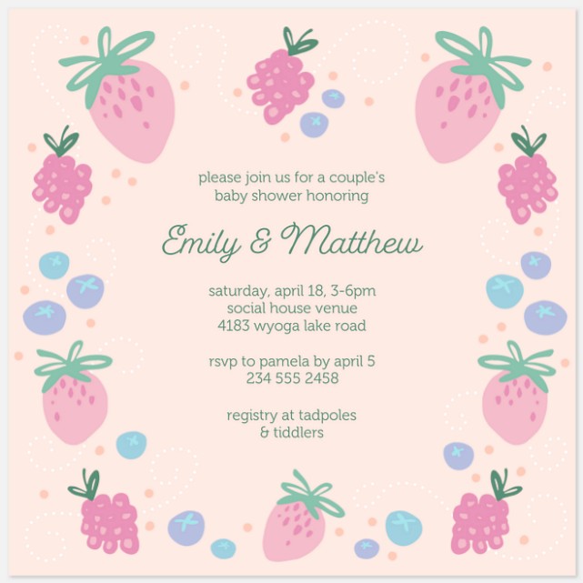 Berry Burst Baby Shower Invitations