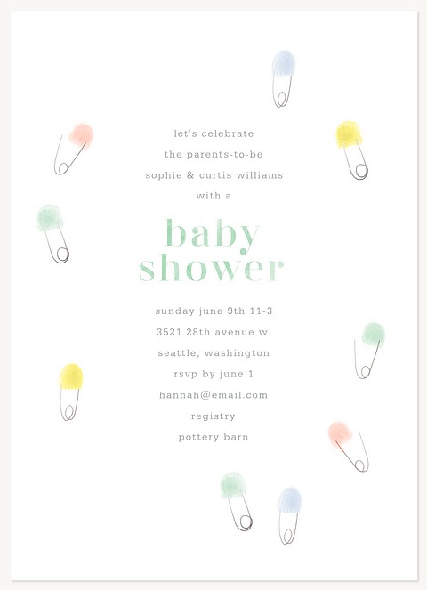 Baby Pins Baby Shower Invites