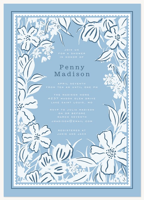 Floral Silhouette Baby Shower Invites