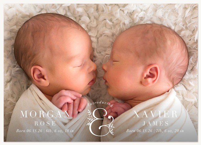 Elegant Ampersand Twin Birth Announcements