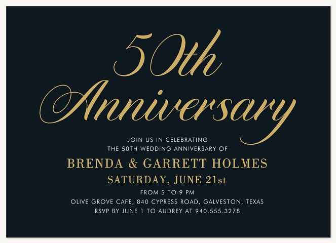 Regal Milestone Wedding Anniversary Invitations