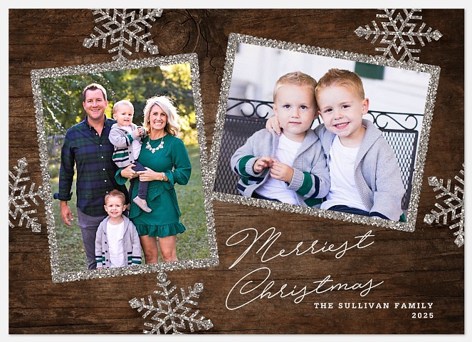 Silver Snow Holiday Photo Cards