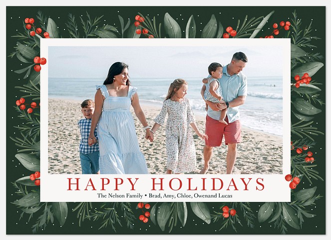 Festive Greenery Holiday Photo Cards