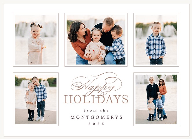 Elegant Five Personalized Holiday Cards