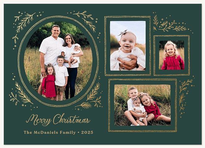 Woodcut Frame Personalized Holiday Cards