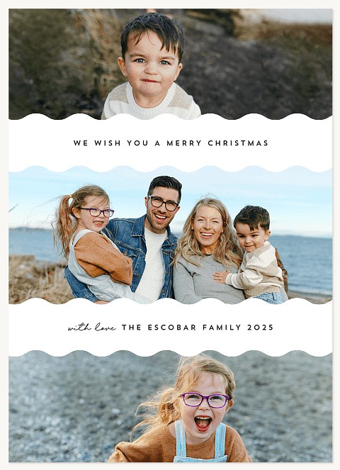 Wavy Border Personalized Holiday Cards