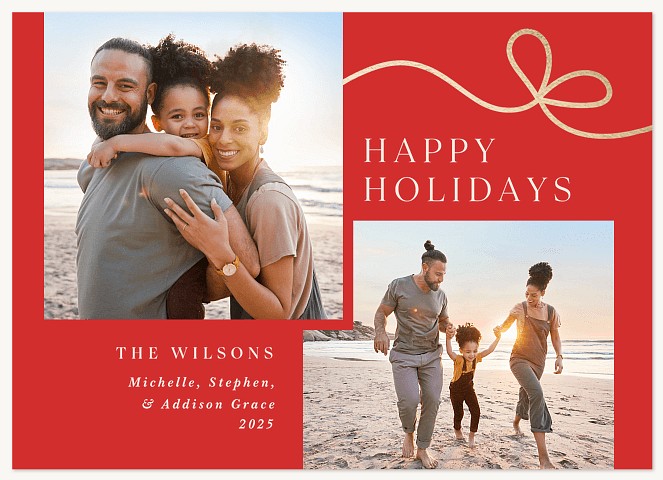 Elegant Bow Personalized Holiday Cards