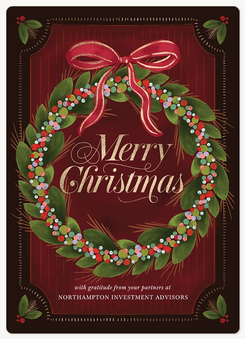 Vintage Wreath Holiday & Christmas Magnet Cards