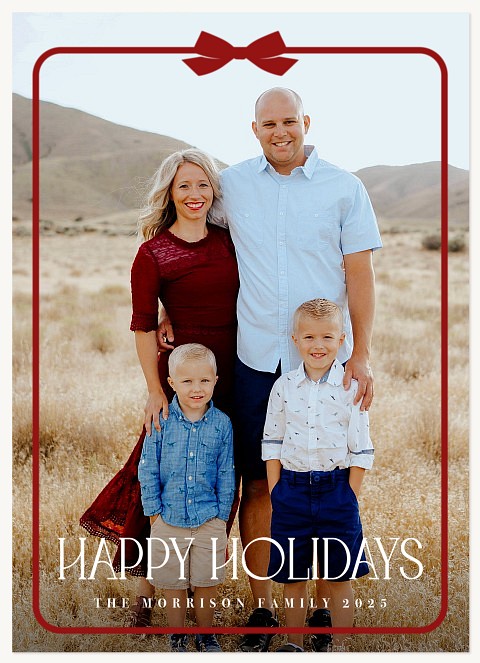 Red Bow Frame Personalized Holiday Cards