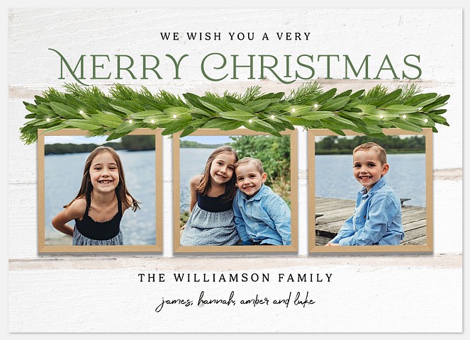Mantle Greenery Holiday Photo Cards