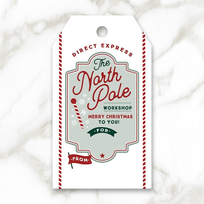 North Pole Badge Custom Gift Tags