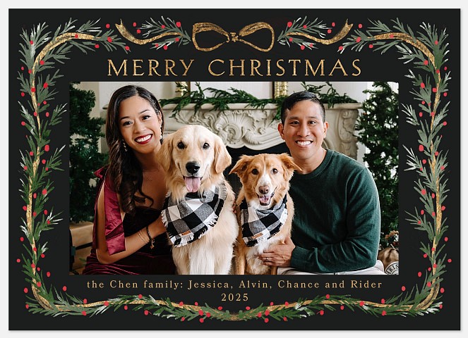 Elegant Foliage Holiday Photo Cards