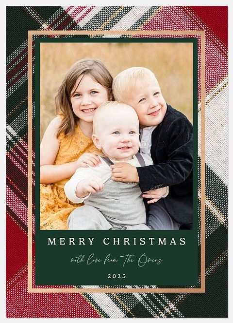 Layered Plaid Holiday Photo Cards