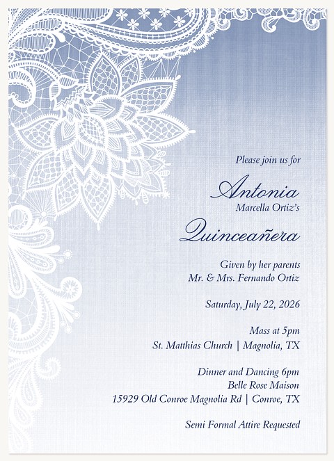 Lace Flora Quinceañera Invitations