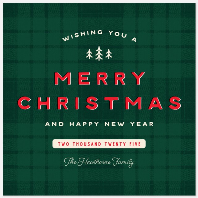 Plaid Trees Holiday Photo Cards