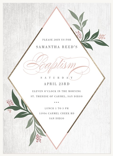Diamond Comfort Baptisms & Christening Invitations