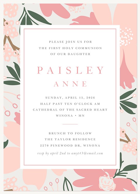 Garden Pastels First Communion Invitations