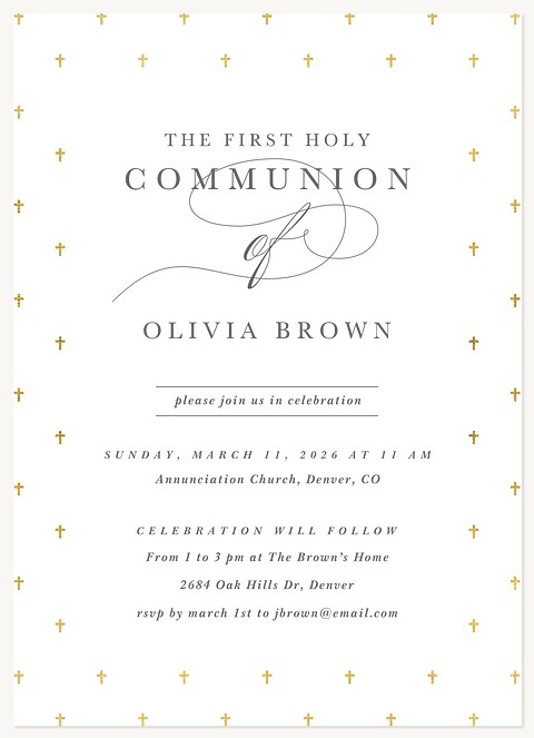 Elegant Communion First Communion Invitations