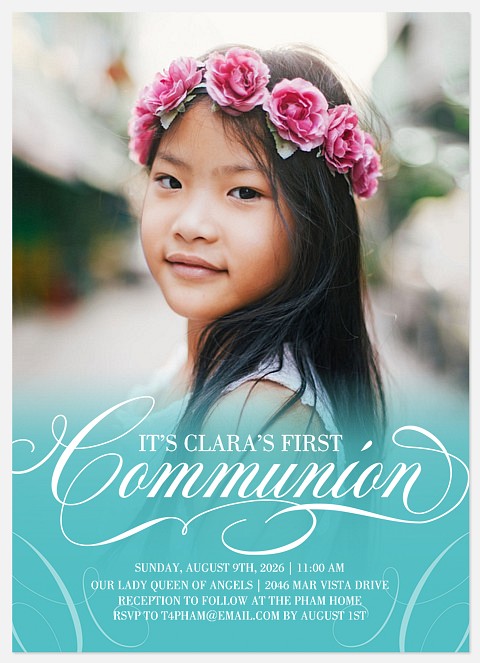 Blessed Flourish First Communion Invitations