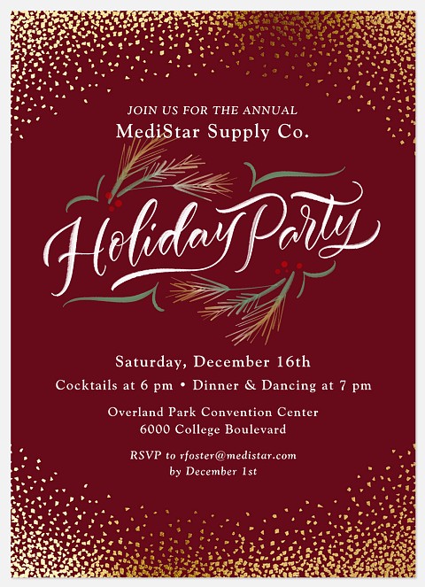 Festive Sprigs Holiday Party Invitations
