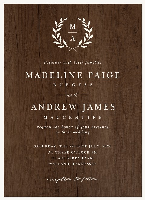 Rustic Laurels Wedding Invitations