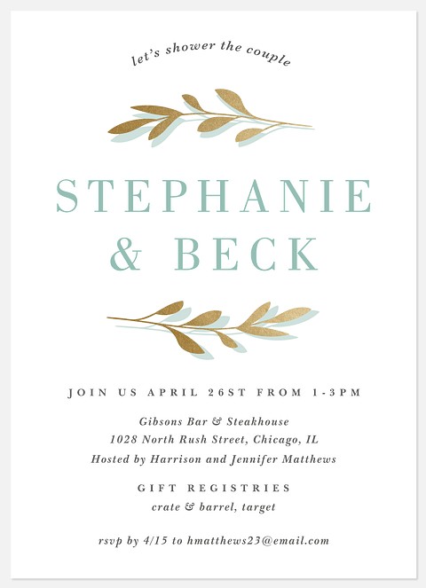 Gilded Branches Bridal Shower Invitations