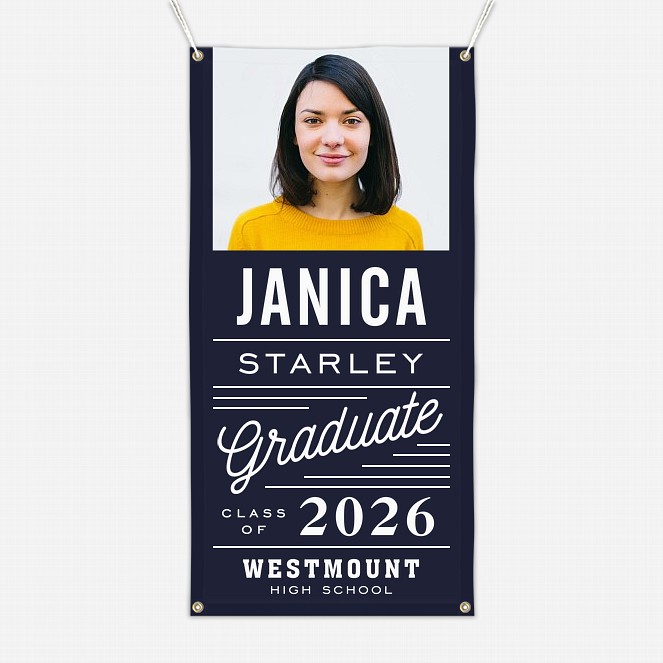 Retro Stack Graduation Photo Banner  Graduation Banners