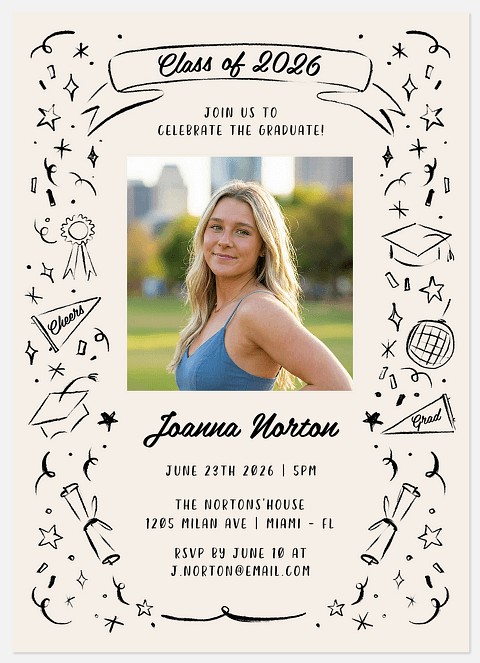 Sketched Celebration Graduation Cards