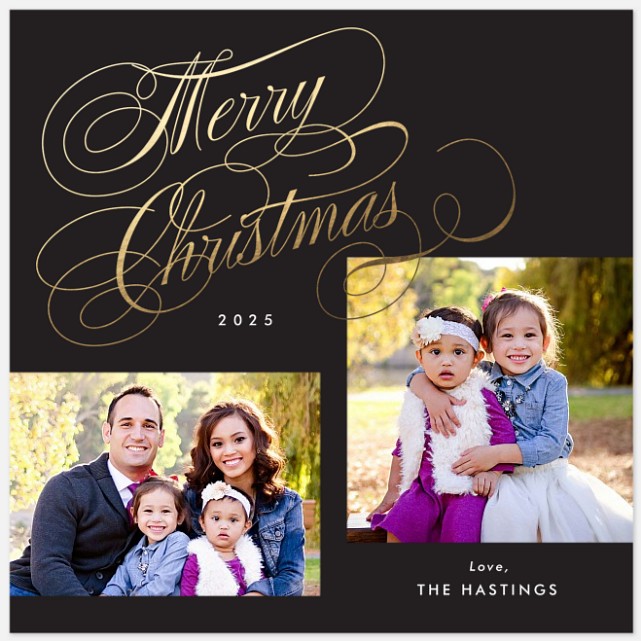 Golden Flourish Holiday Photo Cards