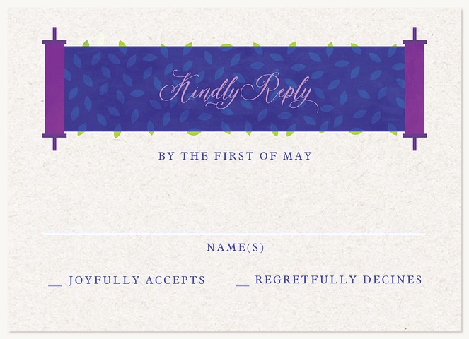 Peaceful Torah Bat Mitzvah RSVP Cards