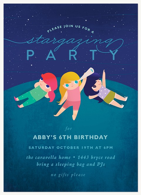 Star Gazing Kids Birthday Invitations