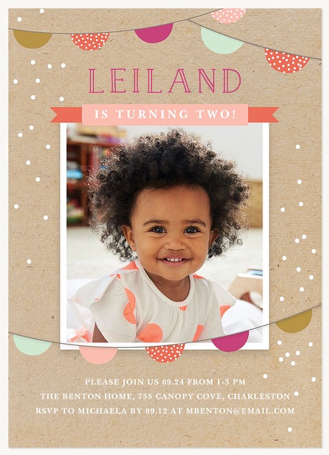 Craft Banners Girl Birthday Party Invitations