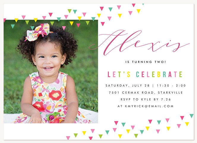 Bright Banners Girl Birthday Party Invitations