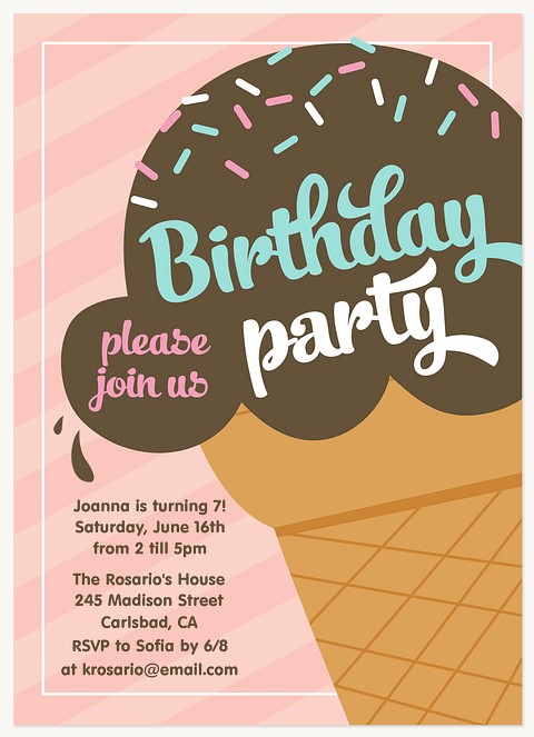With Sprinkles Kids Birthday Invitations