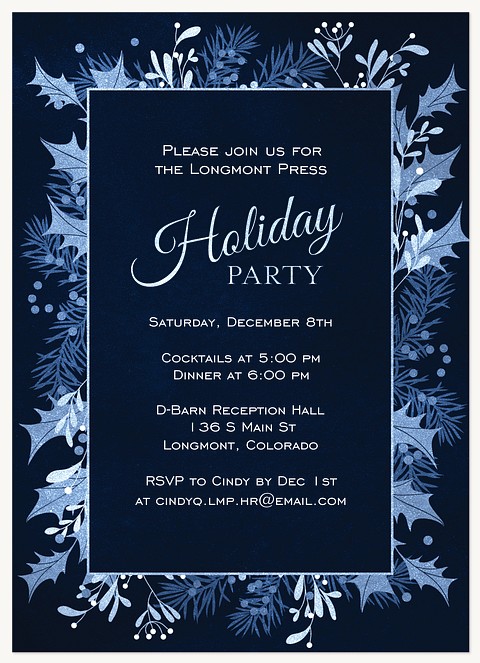 Moonlit Frost Holiday Party Invitations