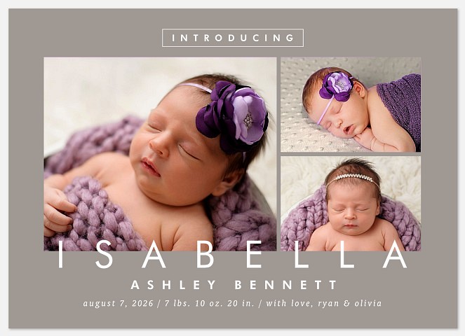 First Introductions Baby Birth Announcements