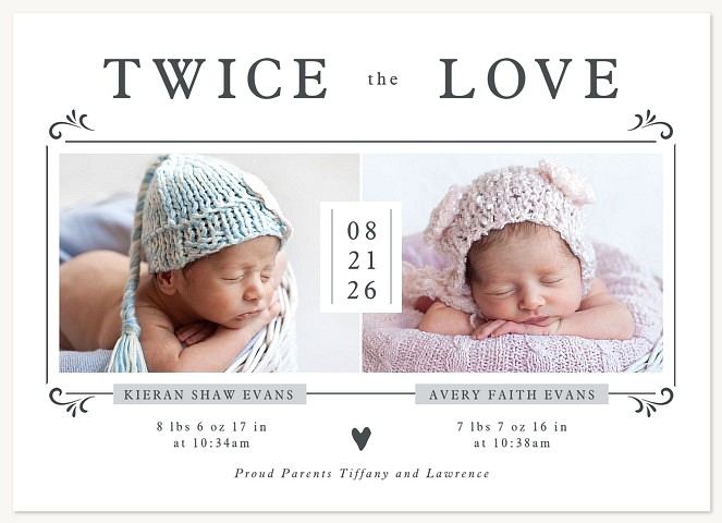 Love Times Two Twin Birth Announcements